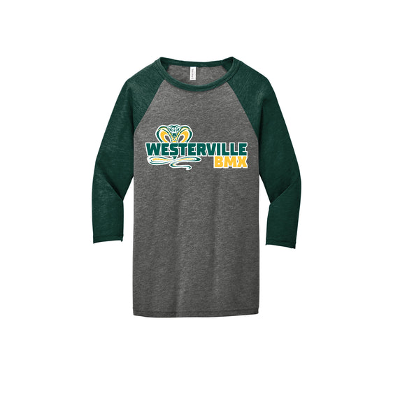 Westerville BMX - BELLA+CANVAS Unisex 3/4-Sleeve Baseball Tee