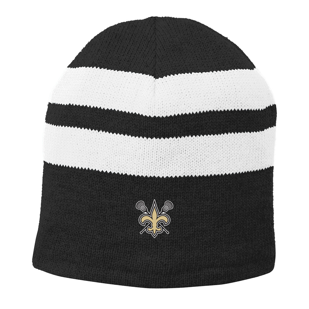 Saints Lacrosse - Fleece-Lined Striped Beanie Cap