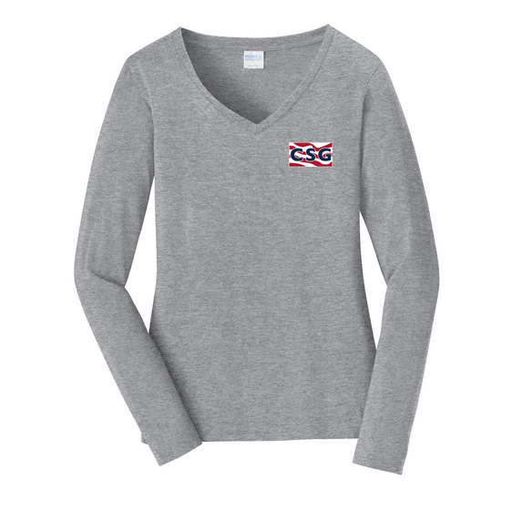 Construction Services Group - Port & Company Ladies Long Sleeve Fan Favorite V-Neck Tee