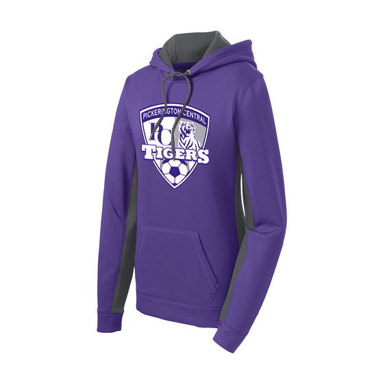 Pickerington Central Soccer - Sport-Tek Ladies Sport-Wick Fleece Colorblock Hooded Pullover