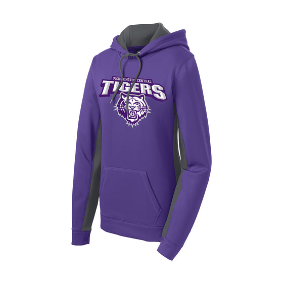 Pickerington Central Soccer - Sport-Tek Ladies Sport-Wick Fleece Colorblock Hooded Pullover