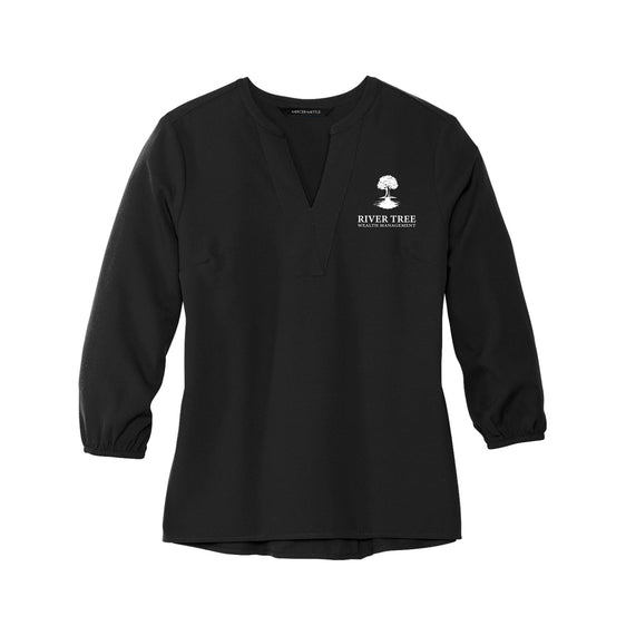 River Tree Wealth Management - MERCER+METTLE Women's Stretch Crepe 3/4-Sleeve Blouse