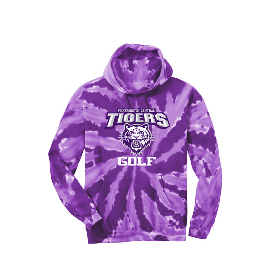 Pickerington Central Golf - Port & Company® Tie-Dye Pullover Hooded Sweatshirt