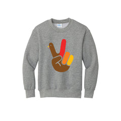 2022 Thanksgiving Store - Turkey Hand Youth Core Fleece Crewneck Sweatshirt
