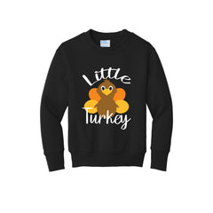 2022 Thanksgiving Store - Little Turkey Youth Core Fleece Crewneck Sweatshirt