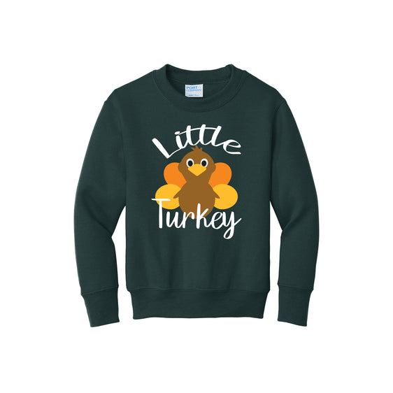 2022 Thanksgiving Store - Little Turkey Youth Core Fleece Crewneck Sweatshirt