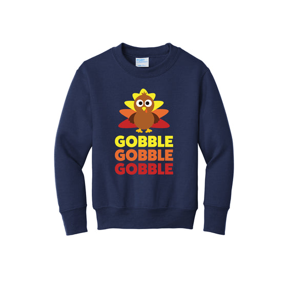 2022 Thanksgiving Store - Gobble Youth Core Fleece Crewneck Sweatshirt
