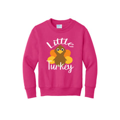 2022 Thanksgiving Store - Little Turkey Youth Core Fleece Crewneck Sweatshirt
