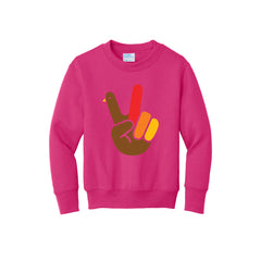 2022 Thanksgiving Store - Turkey Hand Youth Core Fleece Crewneck Sweatshirt
