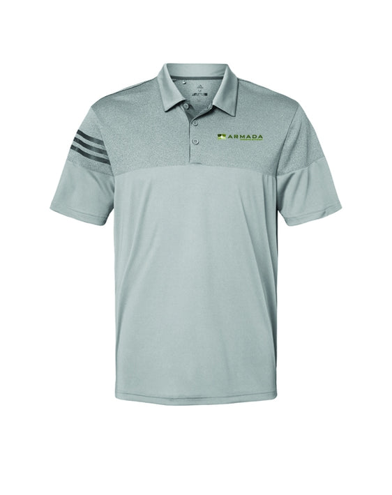 Armada - Adidas Heathered 3-Stripes Colorblock Sport Shirt