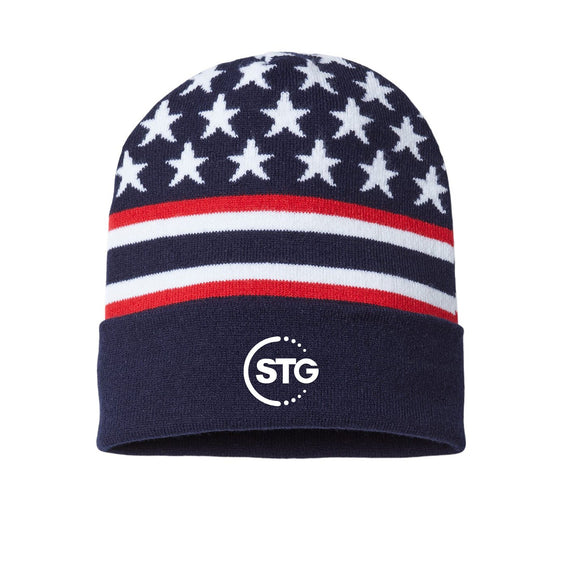 STG Logistics - CAP AMERICA - USA-Made Patriotic Cuffed Beanie