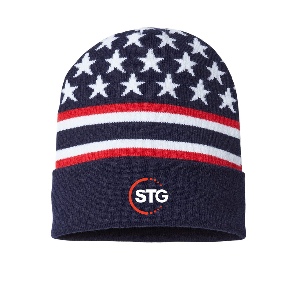 STG Logistics - CAP AMERICA - USA-Made Patriotic Cuffed Beanie