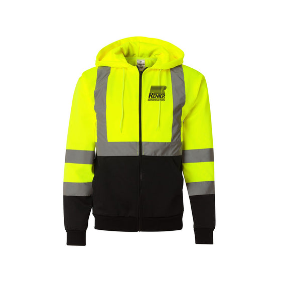 Renier Construction - Kishigo - Hi-Vis Full-Zip Hooded Sweatshirt